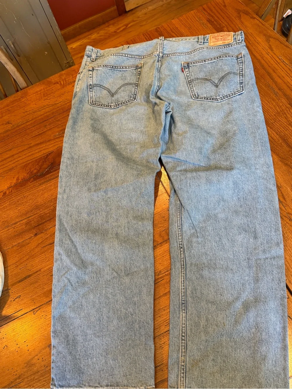Levi's 505 Light Blue Men's Jeans with Tan Leather Patch
